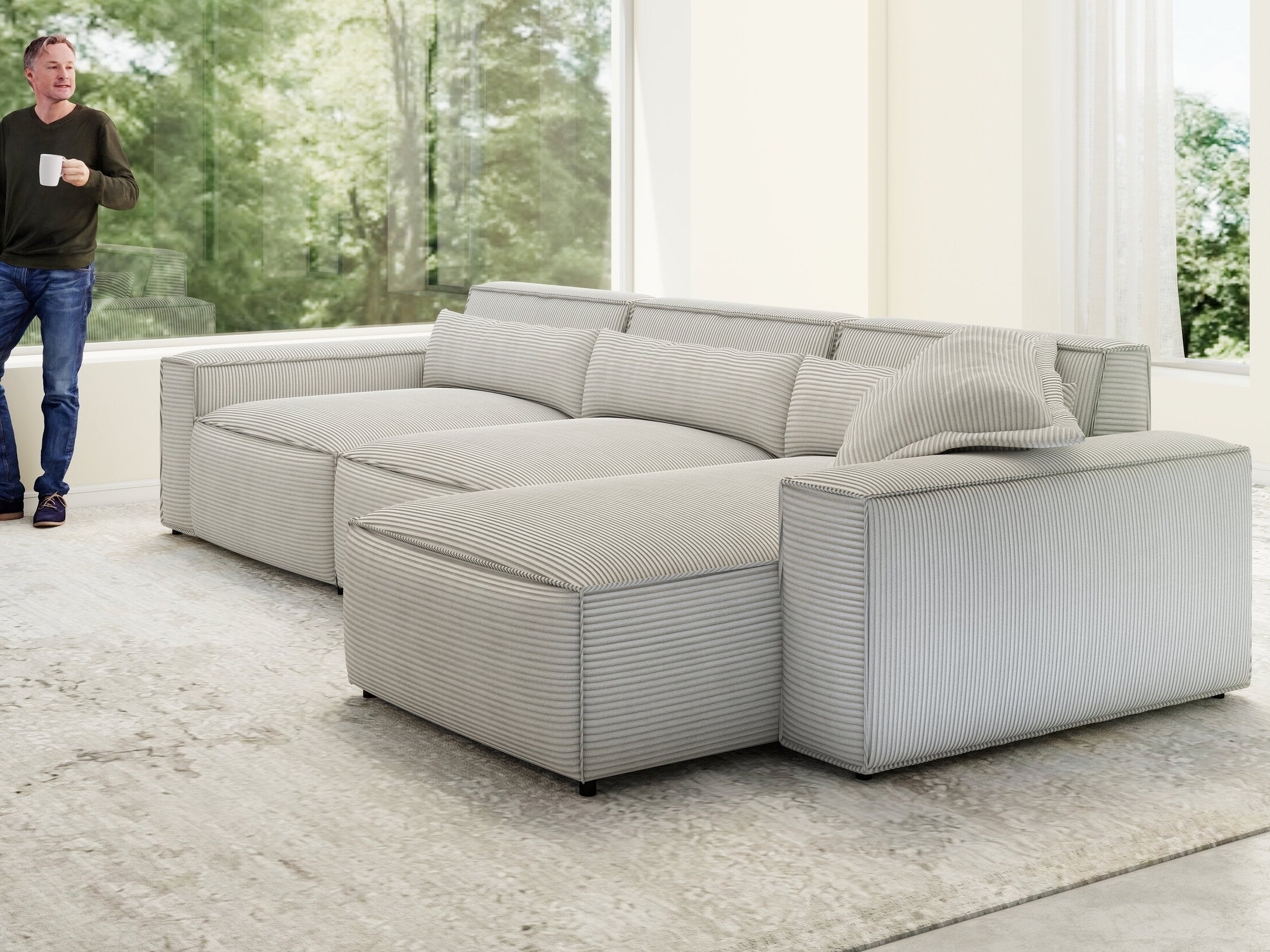 Colțar dumonde cu sezut confortabil din spuma HR, Marvelo XL Zoom Gri Mint 366x175 cm II