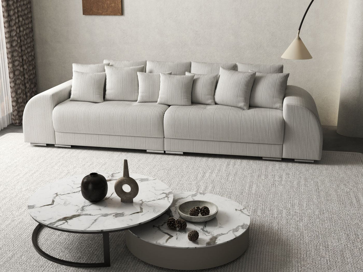 Canapea extensibilă dumonde cu 2 lăzi de depozitare si sezut confortabil din spuma HR, Verona Zoom Light Grey 310x100 cm Fabrica
