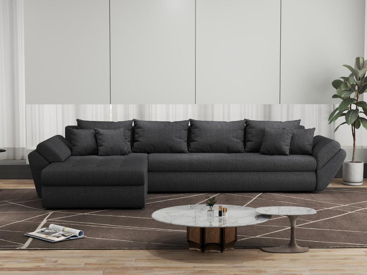 Colțar extensibil dumonde cu ladă de depozitare si sezut confortabil din spuma HR, Loana XL Enjoy Gri Grafit 335x185 cm Fabrica