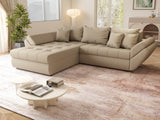 Colțar extensibil dumonde cu ladă de depozitare si sezut confortabil din spuma HR, Loana Camel 270x185 cm Fabrica
