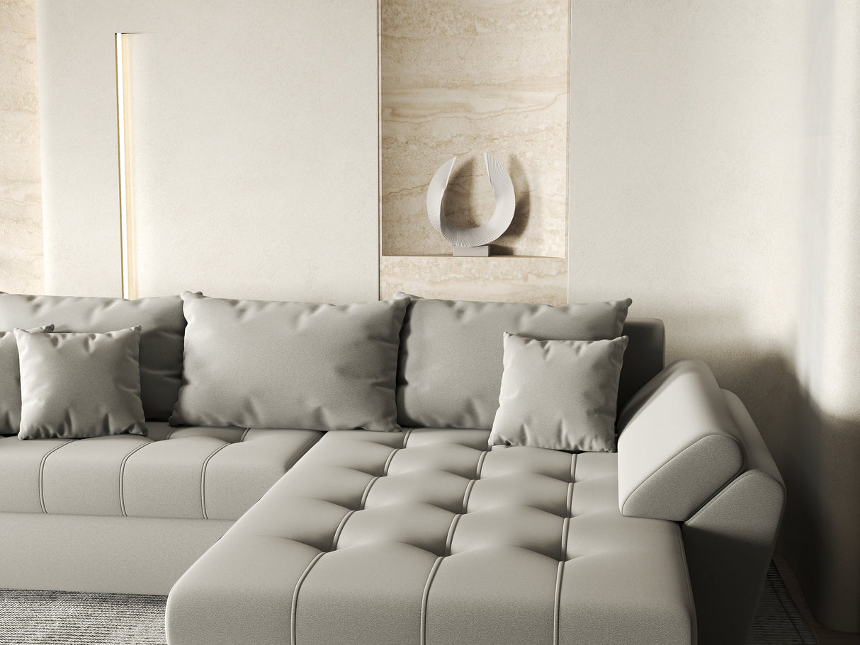 Colțar extensibil dumonde cu ladă de depozitare si sezut confortabil din spuma HR, Loana Royal Grey II 270x185 cm Fabrica