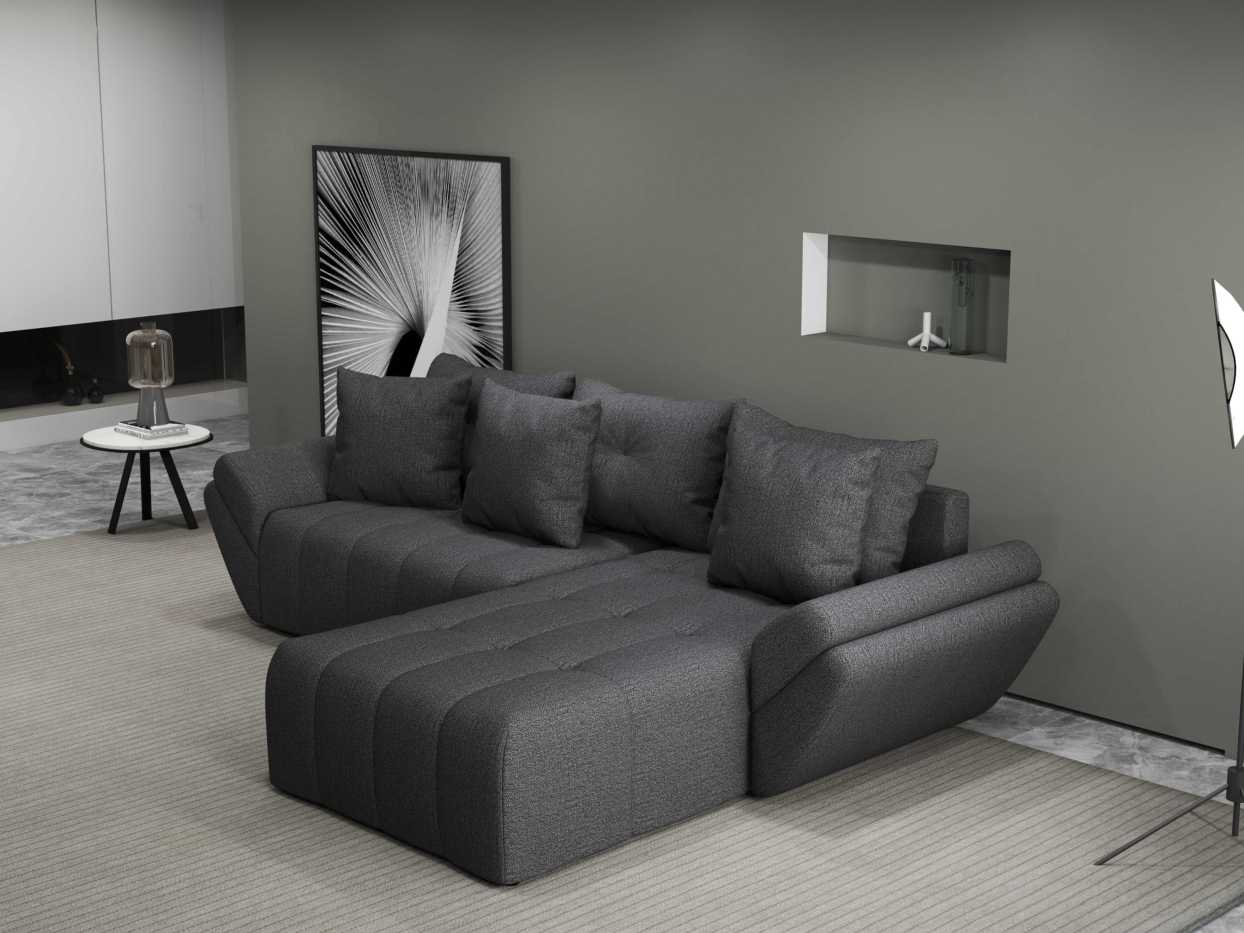 Colțar extensibil dumonde cu ladă de depozitare si sezut confortabil din spuma HR, Berlin Enjoy Gri Grafit 280x185 cm II Fabrica