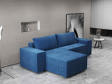 Colțar extensibil dumonde cu ladă de depozitare si sezut confortabil din spuma HR, Dream Zoom Albastru 290x185 cm Fabrica