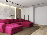 Colțar extensibil dumonde cu ladă de depozitare si sezut confortabil din spuma HR, Loana U Bordeaux Zoom 355x185 cm Fabrica