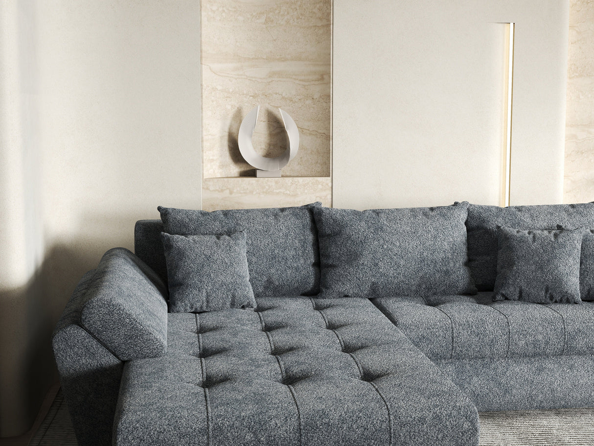 Colțar extensibil dumonde cu ladă de depozitare si sezut confortabil din spuma HR, Loana Euphoria Graphit 275x185 cm Fabrica