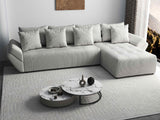 Colțar extensibil dumonde cu ladă de depozitare si sezut confortabil din spuma HR, Berlin XL Zoom Pearl 350x185 cm II Fabrica