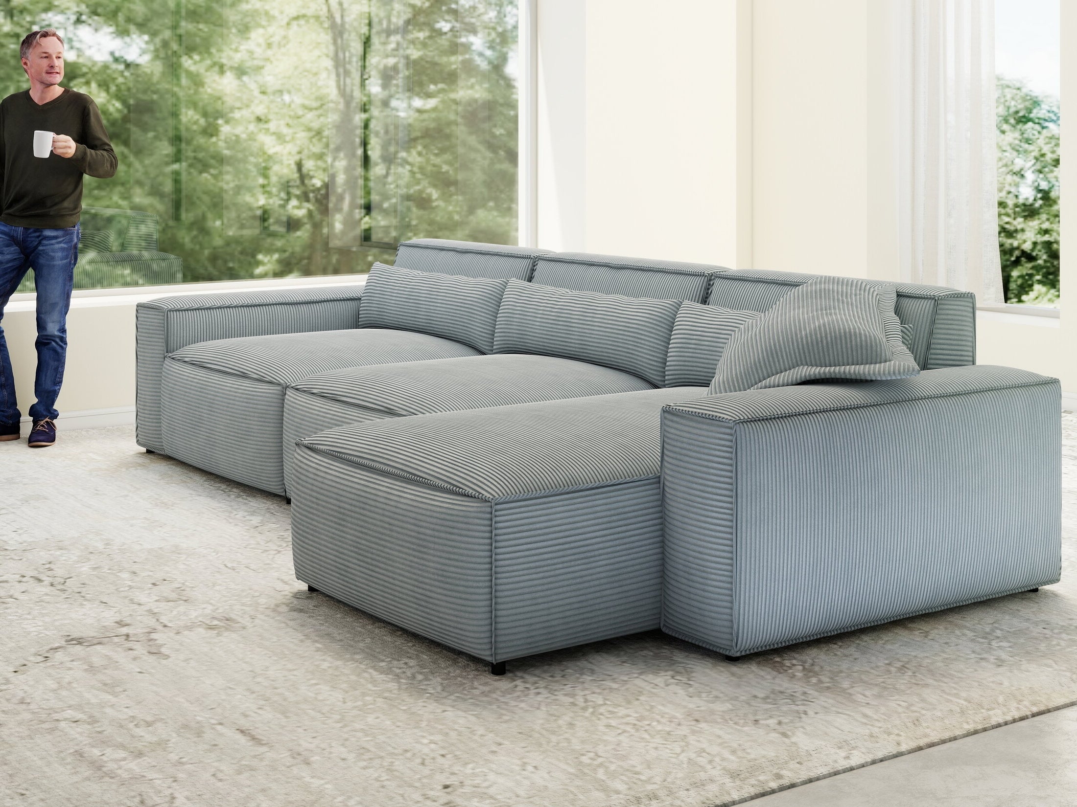 Colțar dumonde cu sezut confortabil din spuma HR, Marvelo XL Zoom Gri 366x175 cm II