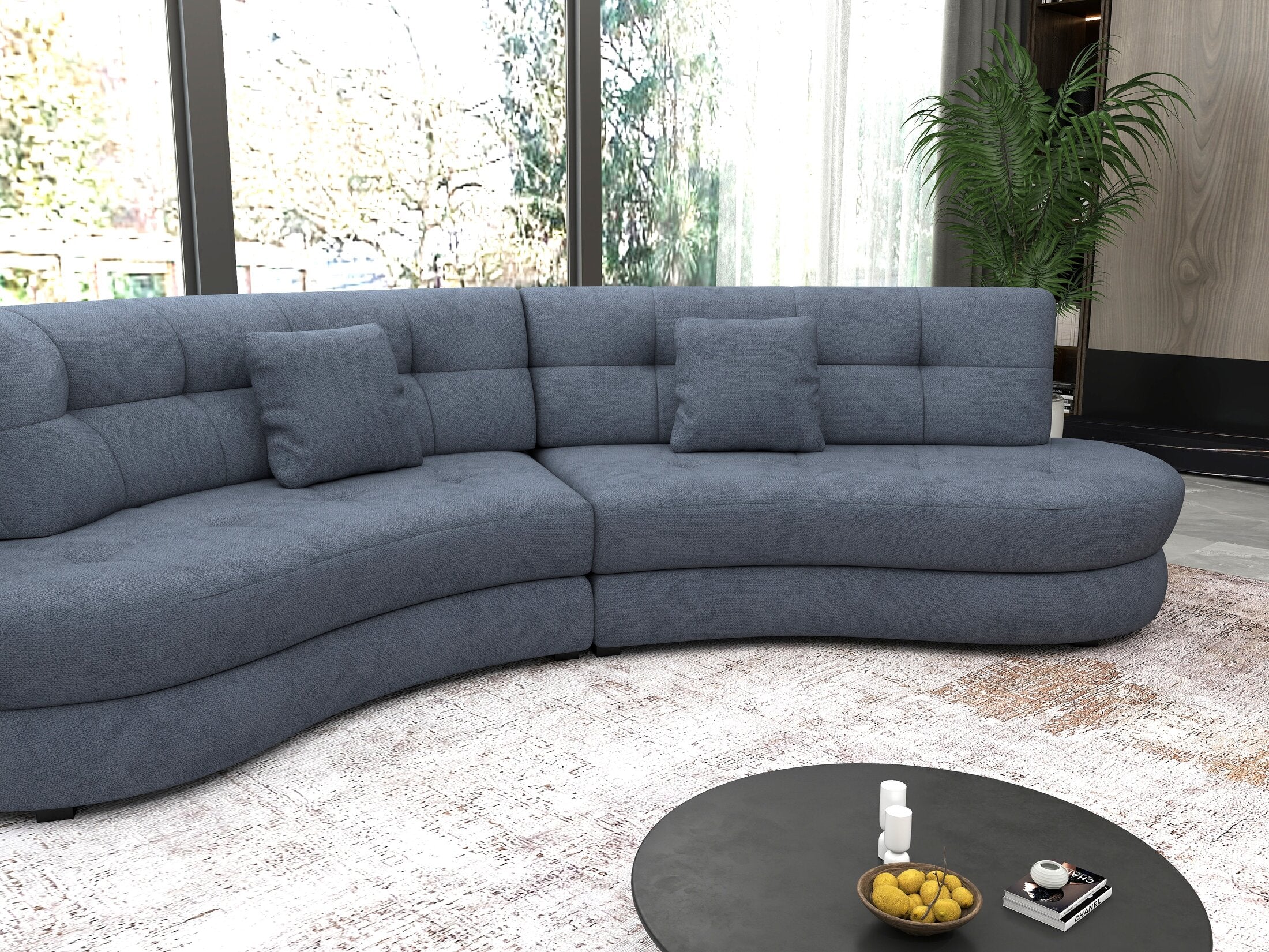 Canapea semirotunda dumonde cu șezut confortabil din spumă HR, Roma  Enjoy Antracit 300x160 cm