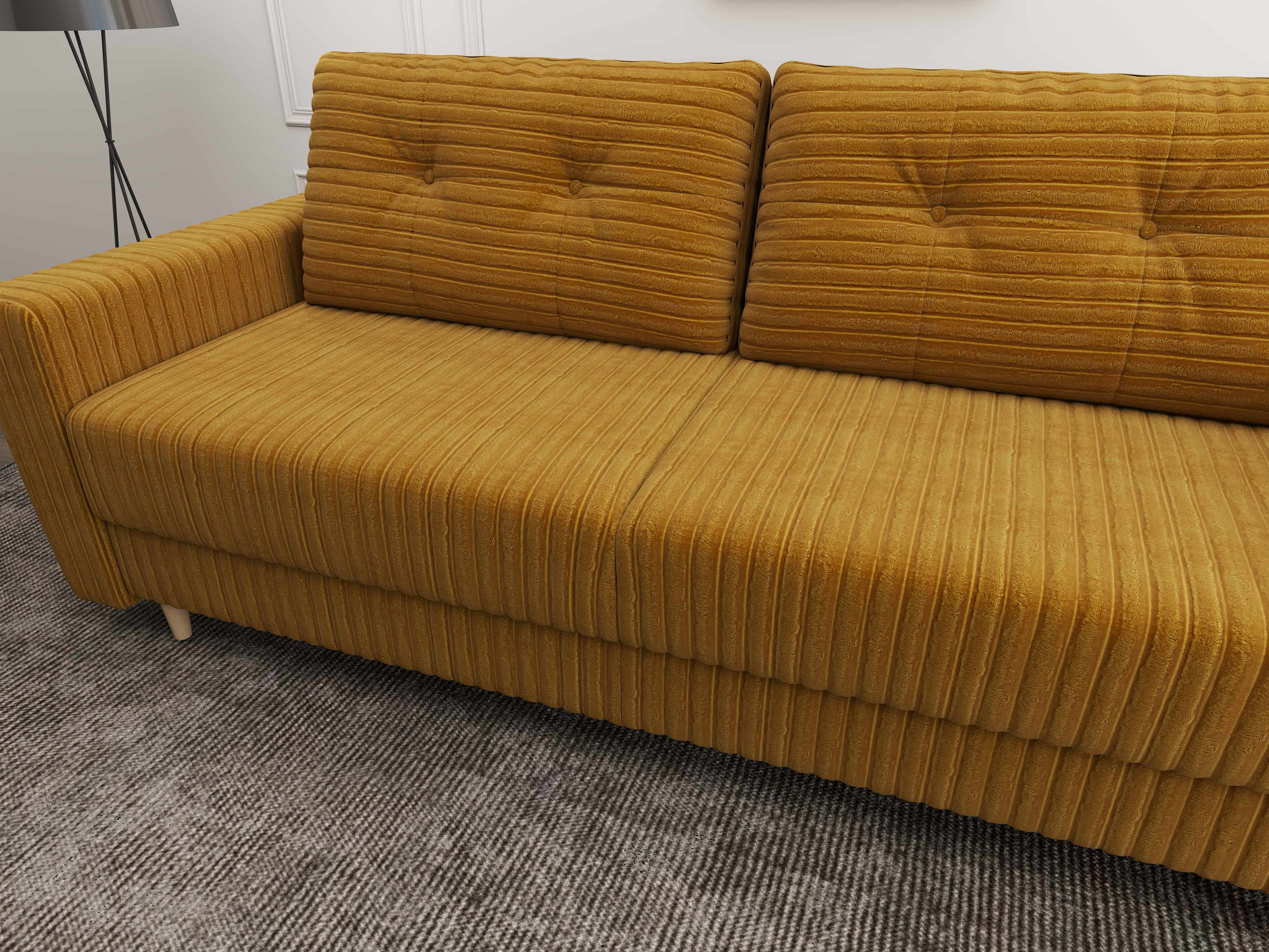 Canapea extensibilă dumonde cu ladă de depozitare si sezut confortabil din spuma HR, Summer Ambience Mustar 225x100 cm