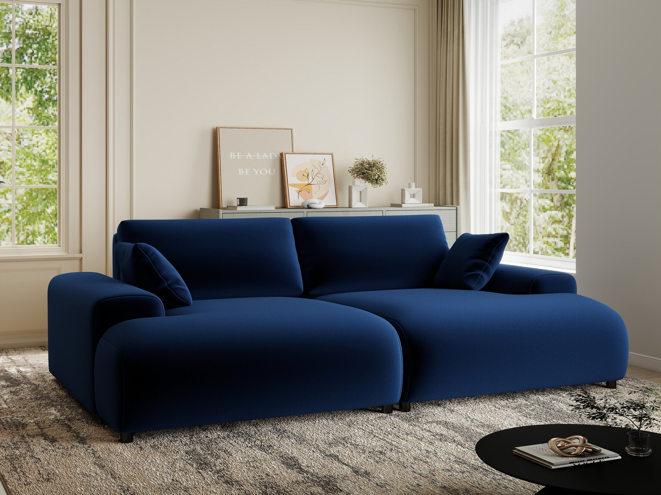 Canapea dumonde cu sezut confortabil din spuma HR, Hudson Royal Albastru Navy 237x144 cm