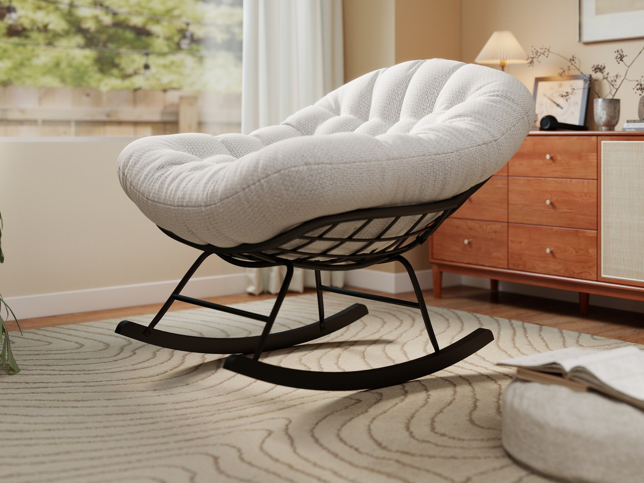 Fotoliu dumonde tapitat Alb modern Taviro 77x83cm