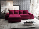 Colțar extensibil dumonde cu ladă de depozitare si sezut confortabil din spuma HR, Verona Zoom Rosu 290x185 cm Fabrica