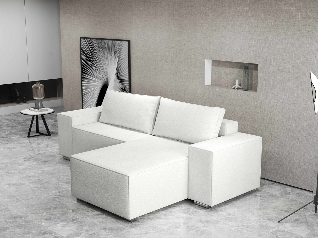 Colțar extensibil dumonde cu ladă de depozitare si sezut confortabil din spuma HR, Dream Euphoria Alb 290x185 cm II Fabrica