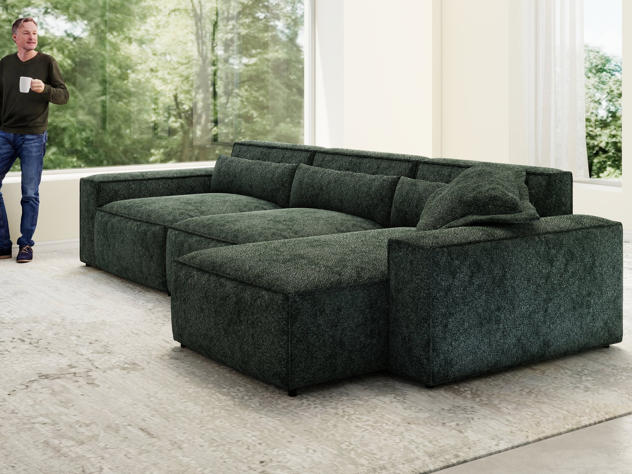 Colțar dumonde cu sezut confortabil din spuma HR, Marvelo XL Euphoria Verde 366x175 cm II