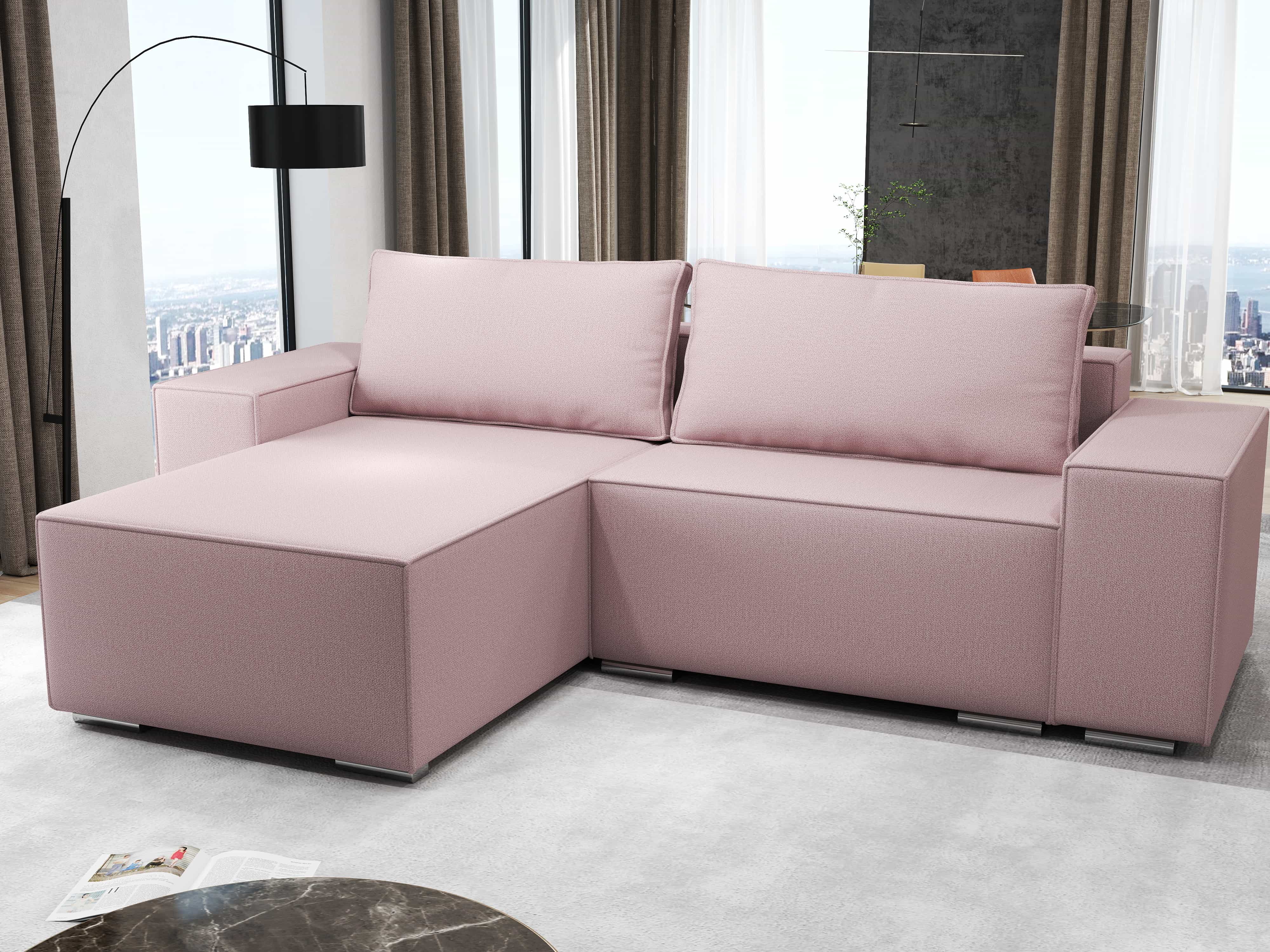 Colțar extensibil dumonde cu ladă de depozitare si sezut confortabil din spuma HR, Dream Enjoy Flamingo 290x185 cm Fabrica