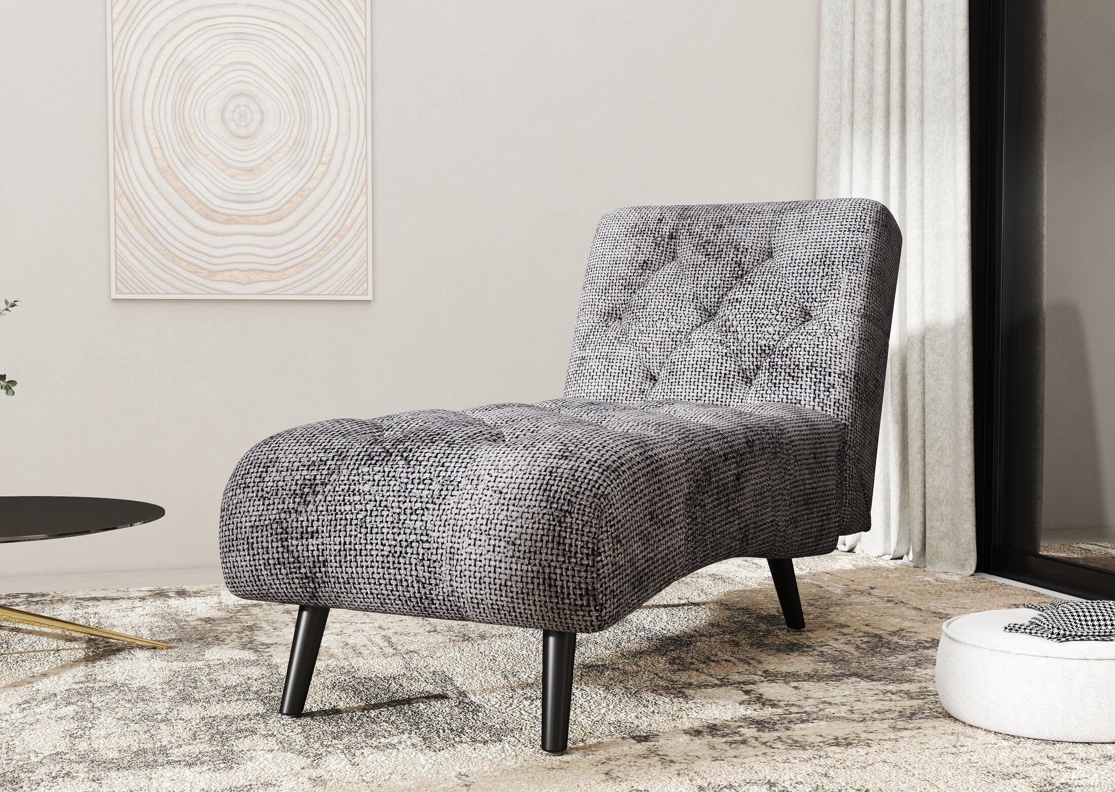 Fotoliu dumonde tapitat Gri modern Armoné 65x146cm