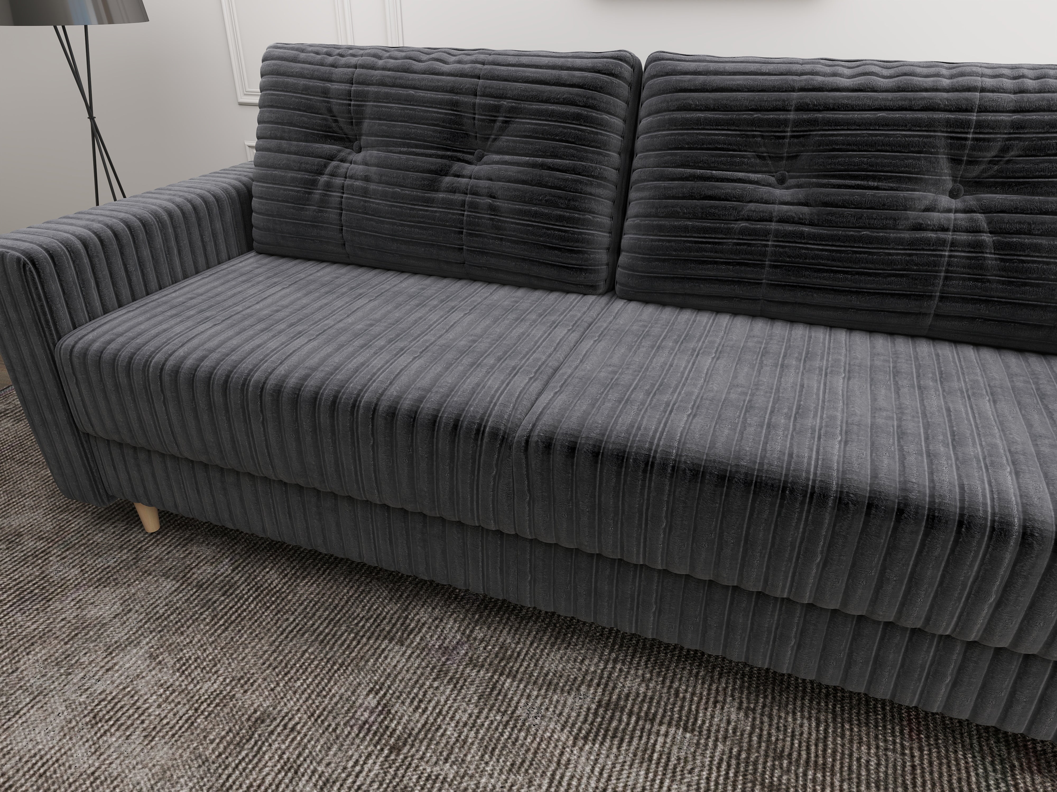 Canapea extensibilă dumonde cu ladă de depozitare si sezut confortabil din spuma HR, Summer Ambience Gri 225x100 cm