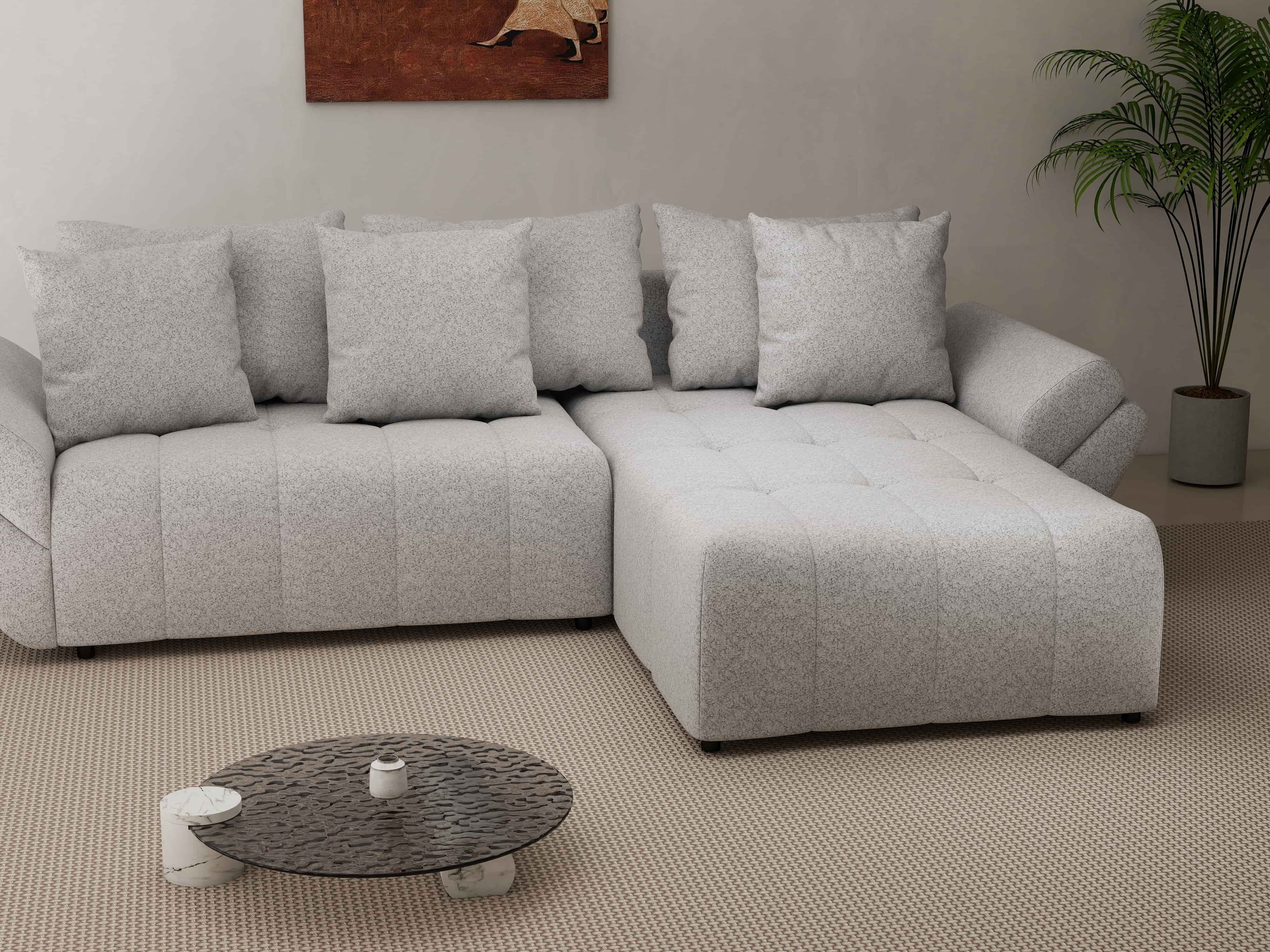 Colțar extensibil dumonde cu ladă de depozitare si sezut confortabil din spuma HR, Berlin Euphoria Gri 280x185 cm II Fabrica