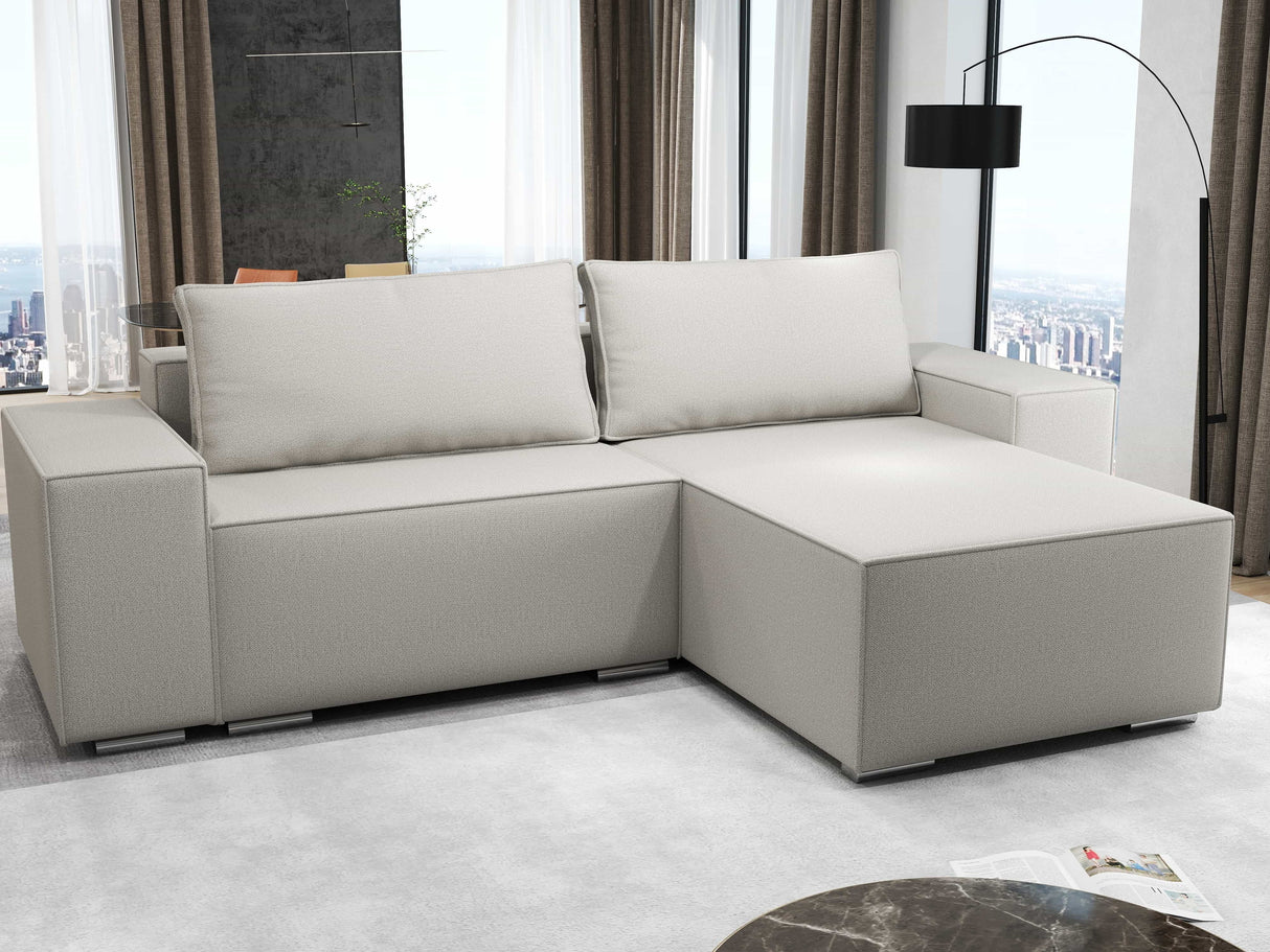 Colțar extensibil dumonde cu ladă de depozitare si sezut confortabil din spuma HR, Dream Enjoy Bej 290x185 cm II Fabrica