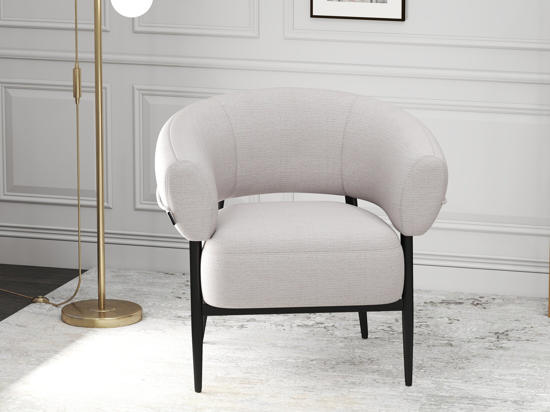 Fotoliu dumonde tapitat Alb modern Elysia 71x81cm