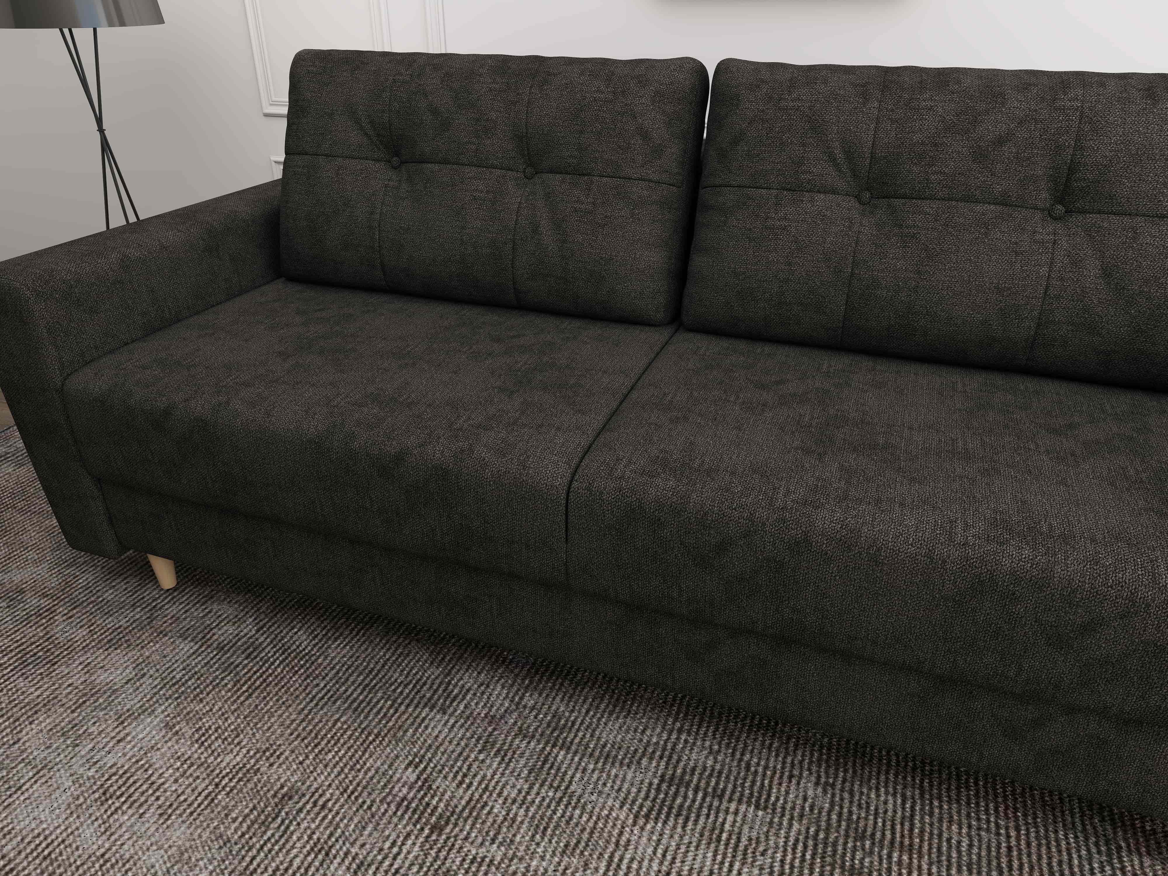 Canapea extensibilă dumonde cu ladă de depozitare si sezut confortabil din spuma HR, Summer Enjoy Negru 225x100 cm