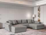Colțar extensibil dumonde cu ladă de depozitare si sezut confortabil din spuma HR, Loana Royal Gri U 355x185 cm Fabrica
