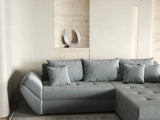 Colțar extensibil dumonde cu ladă de depozitare si sezut confortabil din spuma HR, Loana GREY Zoom II 270x185 cm Fabrica