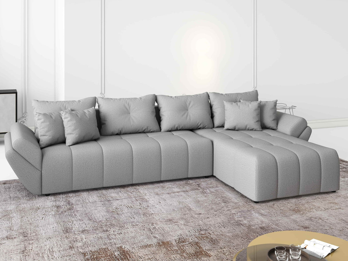 Colțar extensibil dumonde cu ladă de depozitare si sezut confortabil din spuma HR, Berlin XL Enjoy Lux Grey 350x185 cm II Fabrica