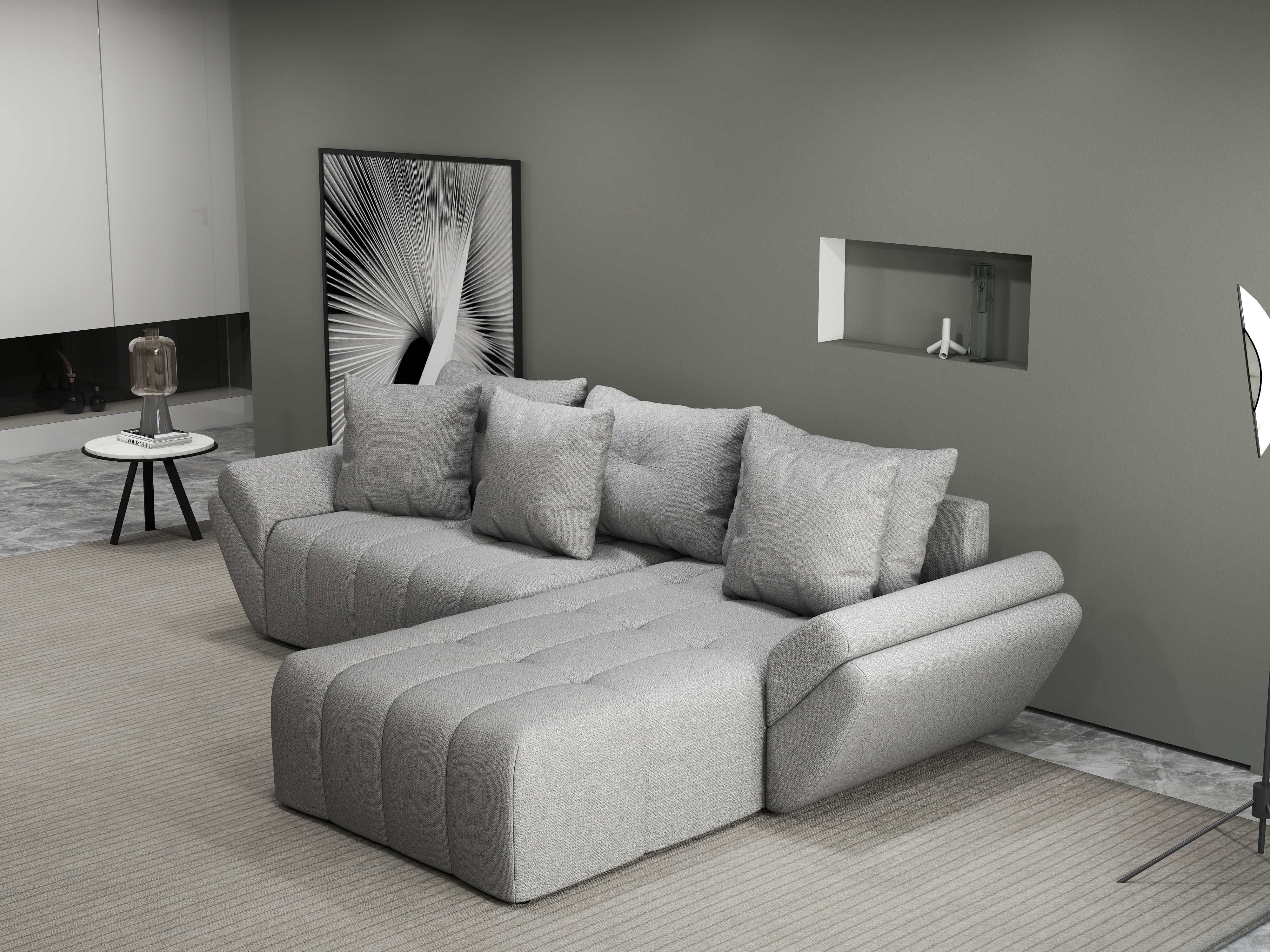 Colțar extensibil dumonde cu ladă de depozitare si sezut confortabil din spuma HR, Berlin Enjoy Gri 280x185 cm II Fabrica