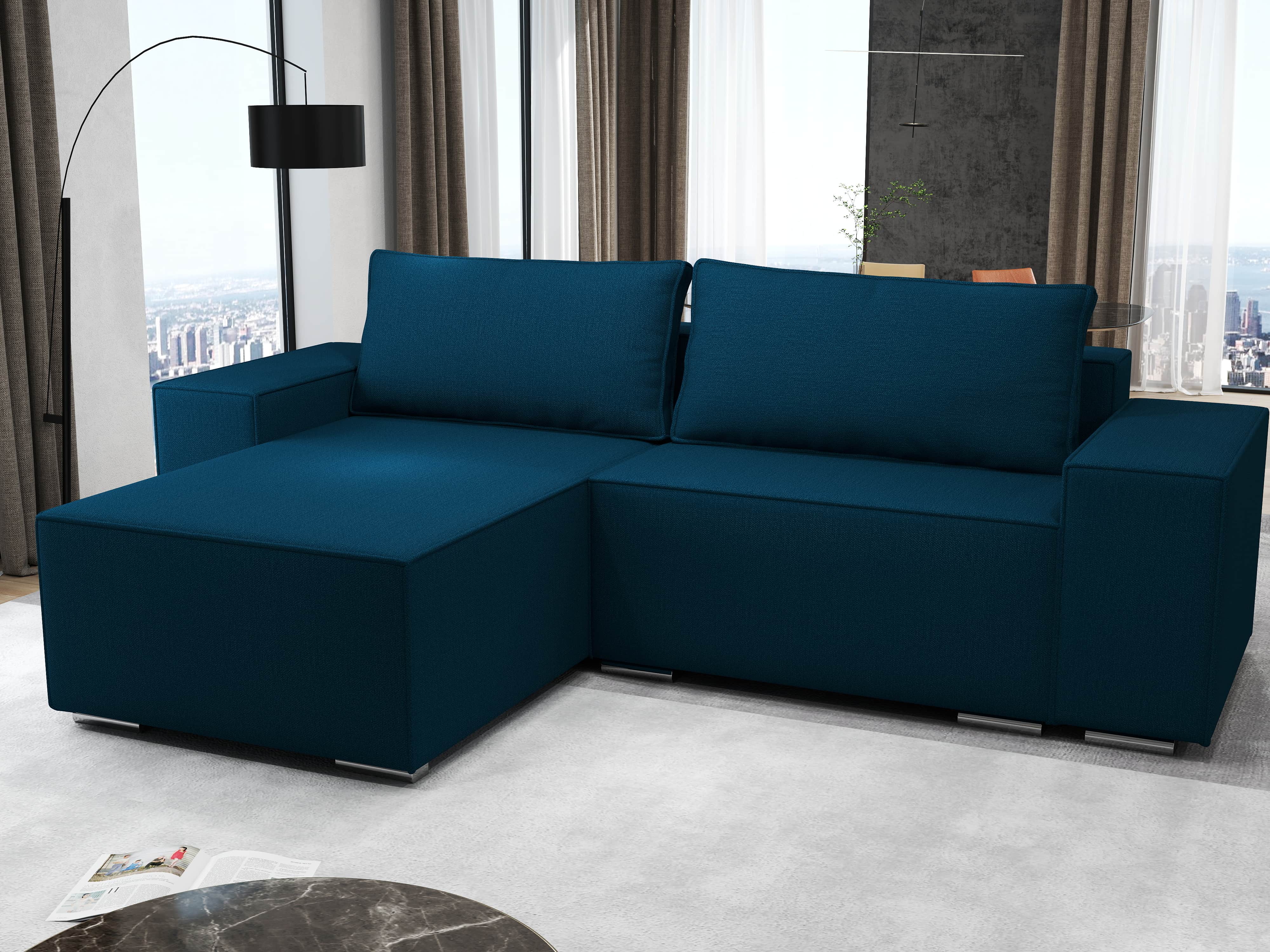 Colțar extensibil dumonde cu ladă de depozitare si sezut confortabil din spuma HR, Dream Enjoy Petrol 290x185 cm Fabrica