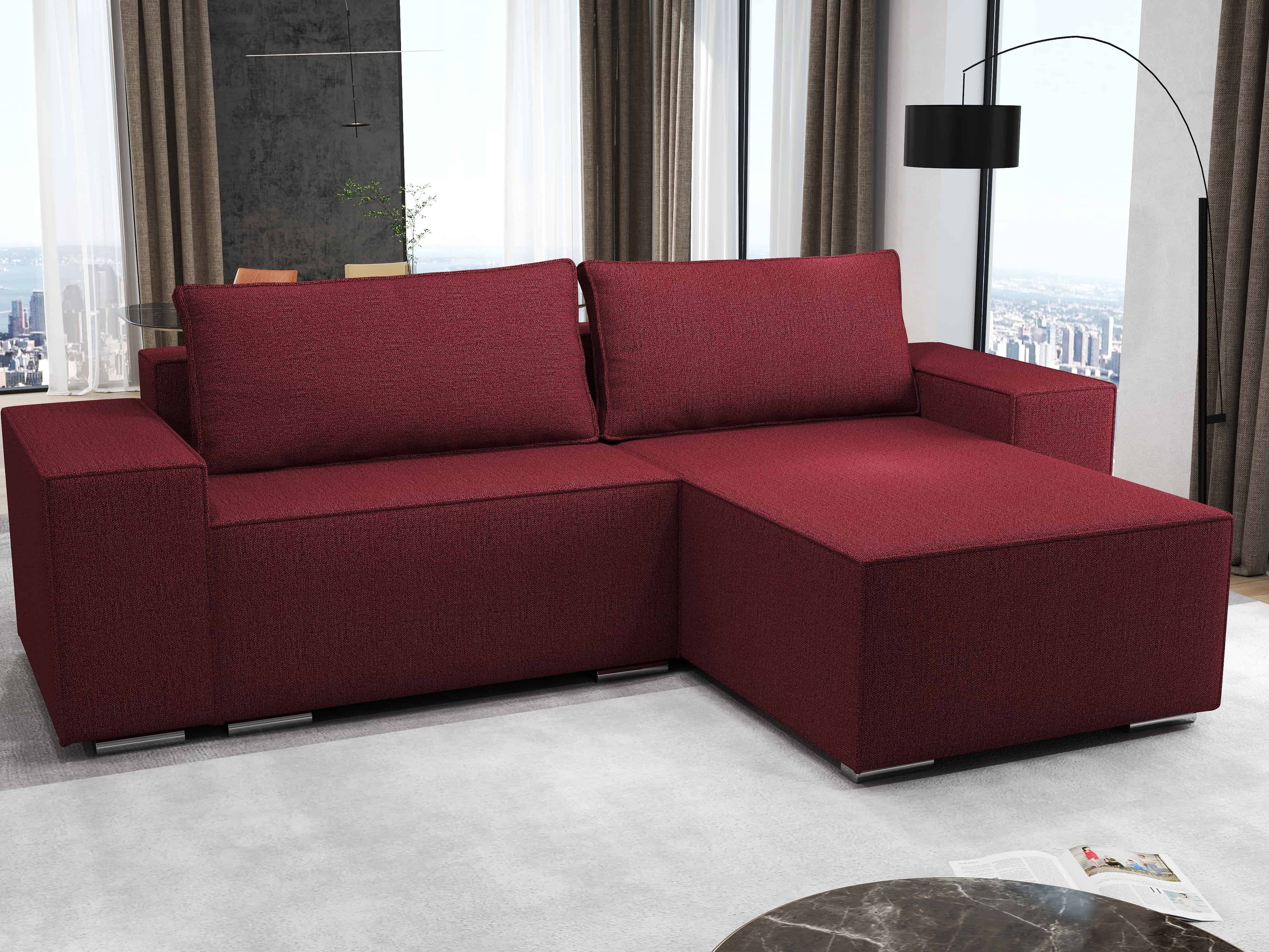 Colțar extensibil dumonde cu ladă de depozitare si sezut confortabil din spuma HR, Dream Enjoy Rosu 290x185 cm II Fabrica