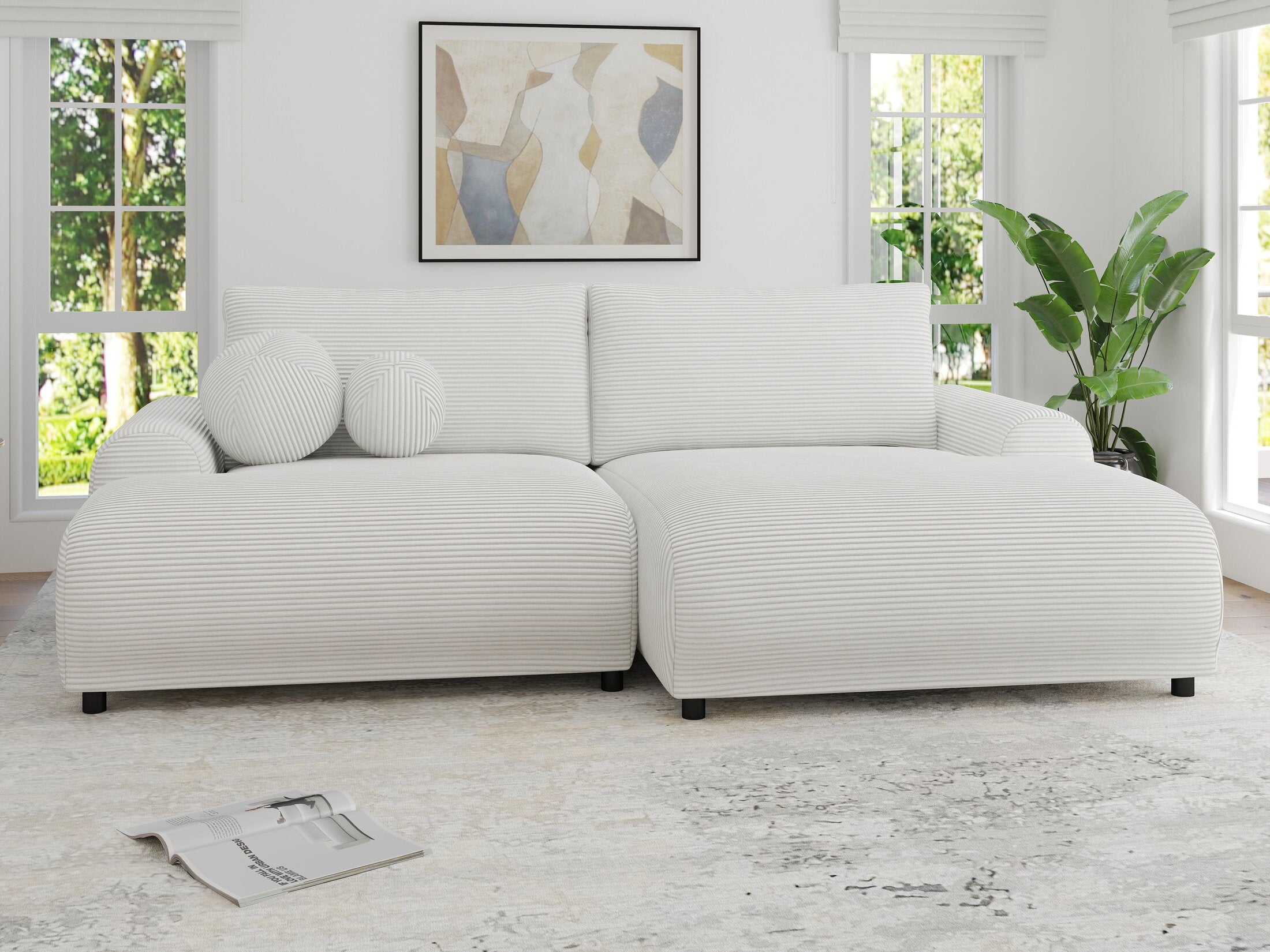 Colțar extensibil dumonde cu ladă de depozitare și șezut confortabil din spumă HR, Carlo Zoom Gri 240x145 cm II