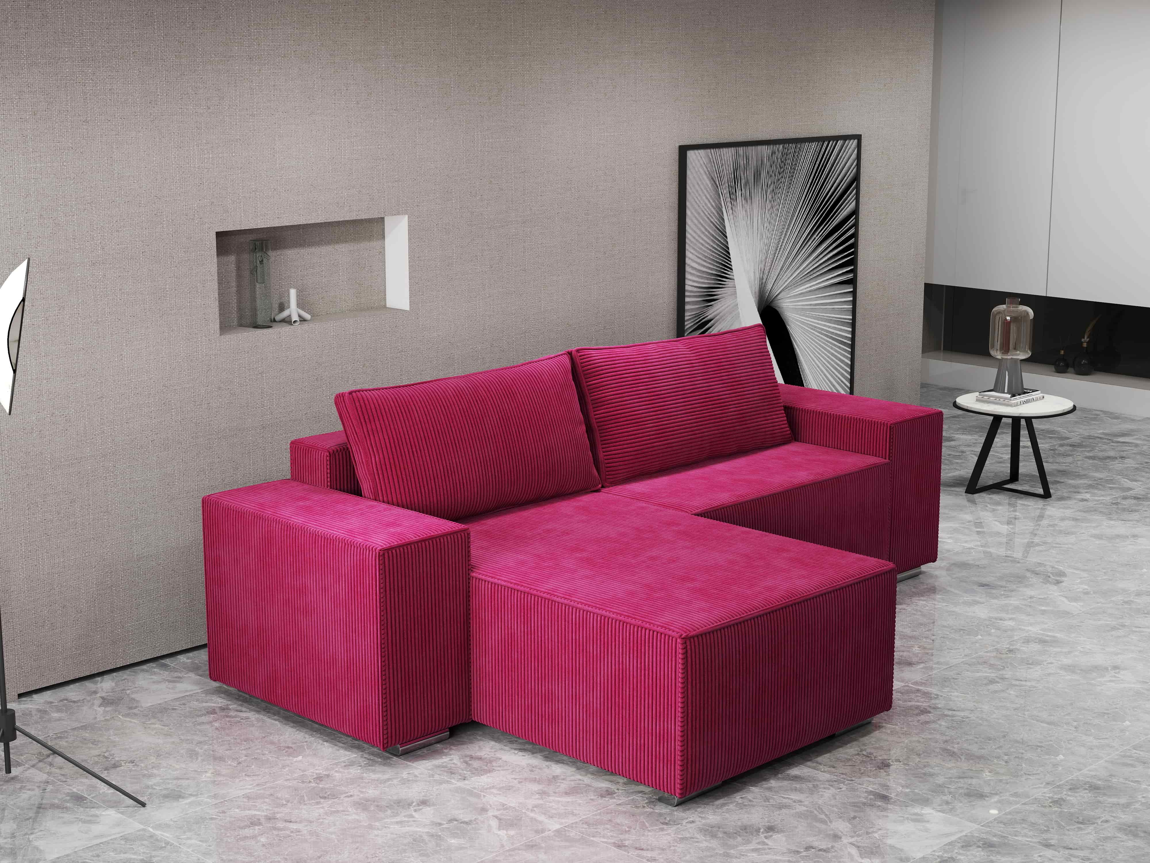 Colțar extensibil dumonde cu ladă de depozitare si sezut confortabil din spuma HR, Dream Zoom Rosu 290x185 cm Fabrica