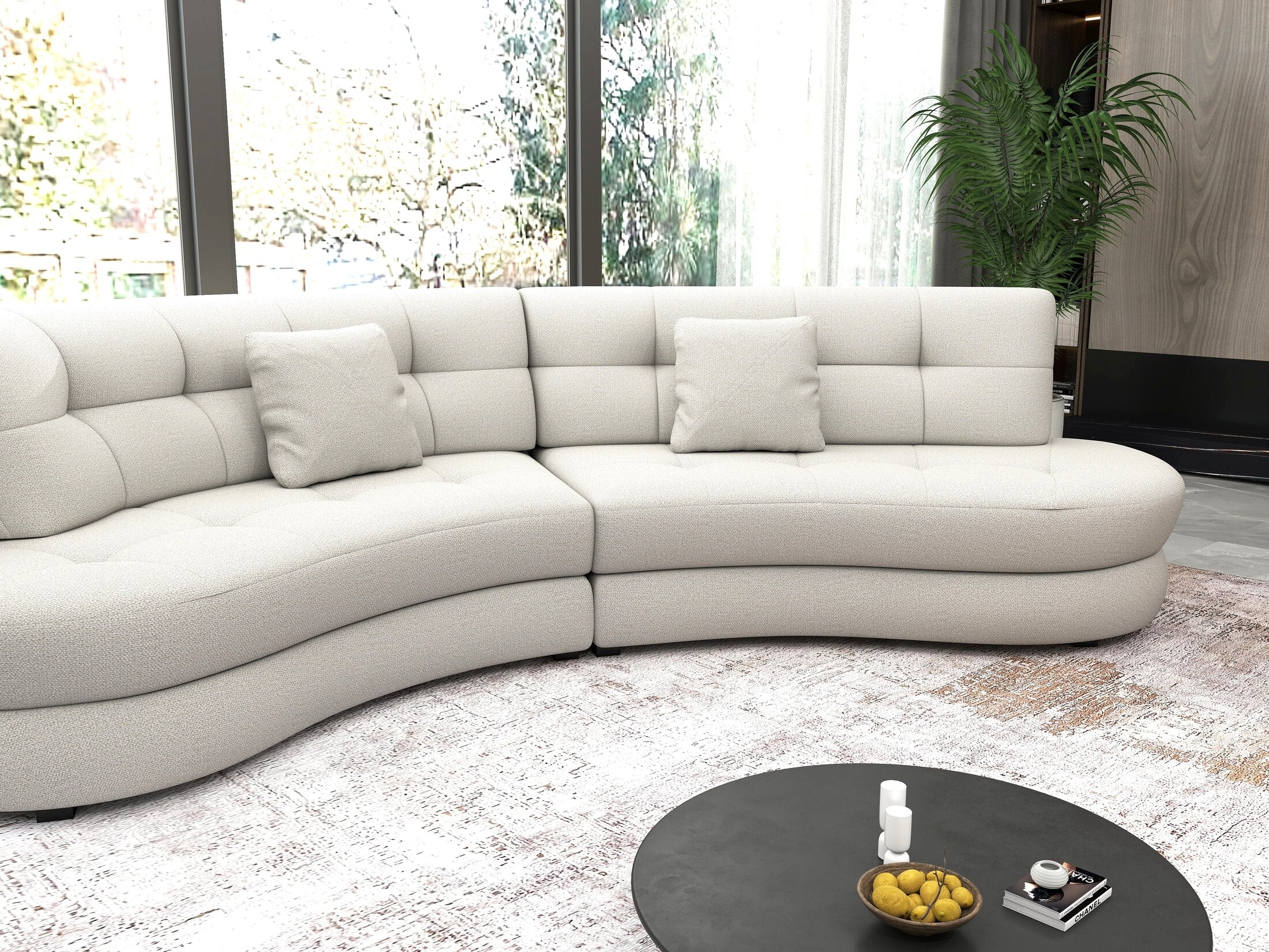 Canapea semirotunda dumonde cu șezut confortabil din spumă HR, Roma  Enjoy Bej 300x160 cm