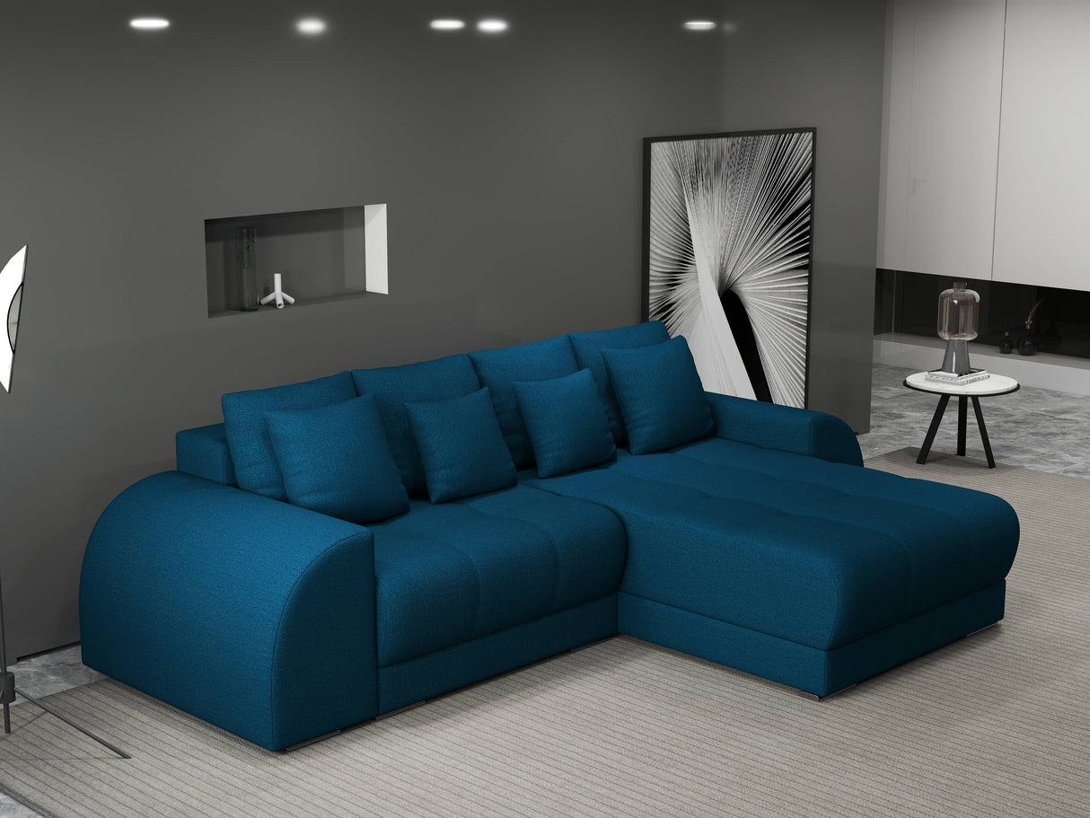 Colțar extensibil dumonde cu ladă de depozitare si sezut confortabil din spuma HR, Verona Enjoy Verde Petrol II 290x185 cm Fabrica