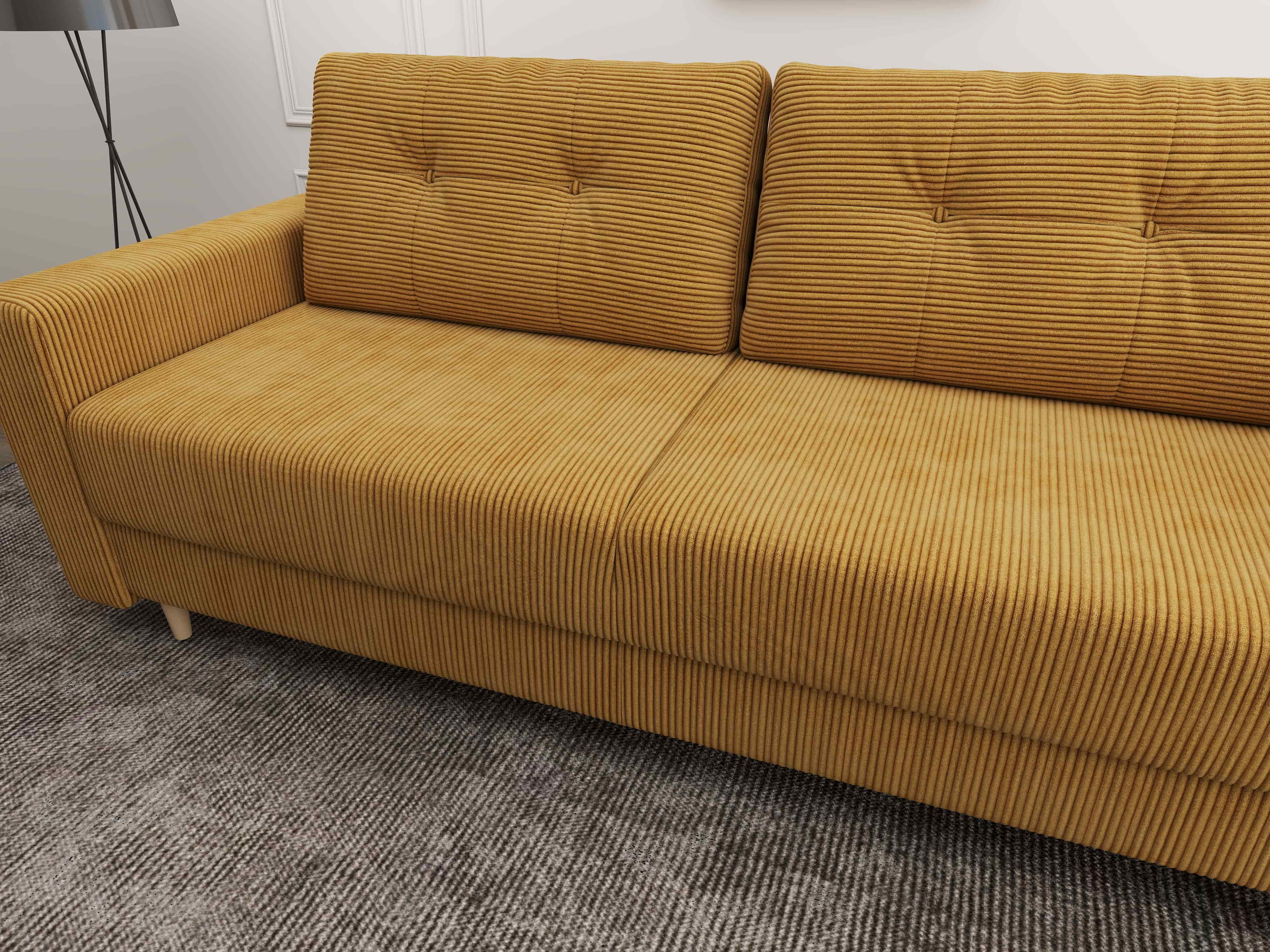 Canapea extensibilă dumonde cu ladă de depozitare si sezut confortabil din spuma HR, Summer Zoom Mustar 225x100 cm
