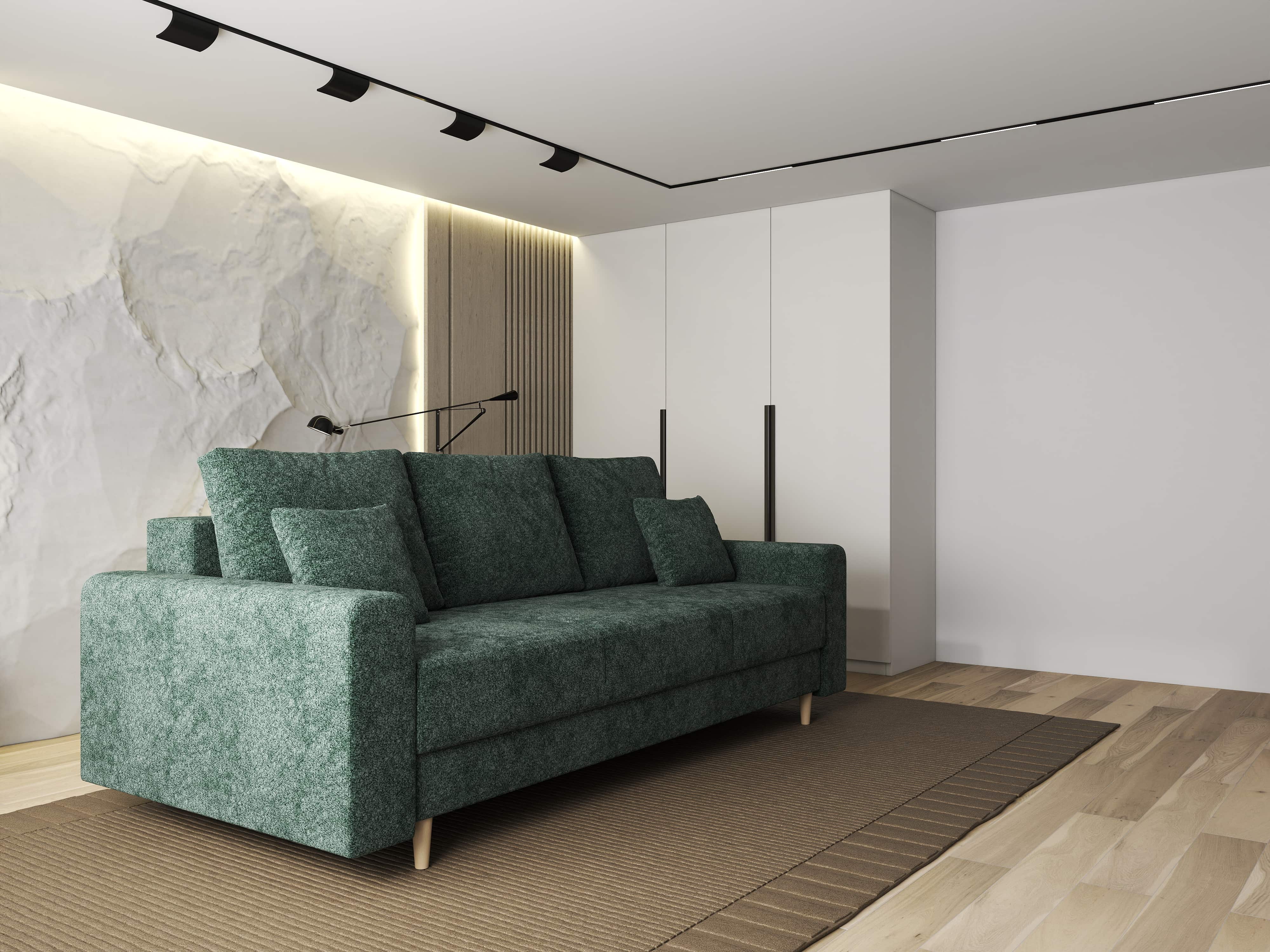 Canapea extensibilă dumonde cu ladă de depozitare si sezut confortabil din spuma HR, Kronos Euphoria Verde 210x100 cm fabrica