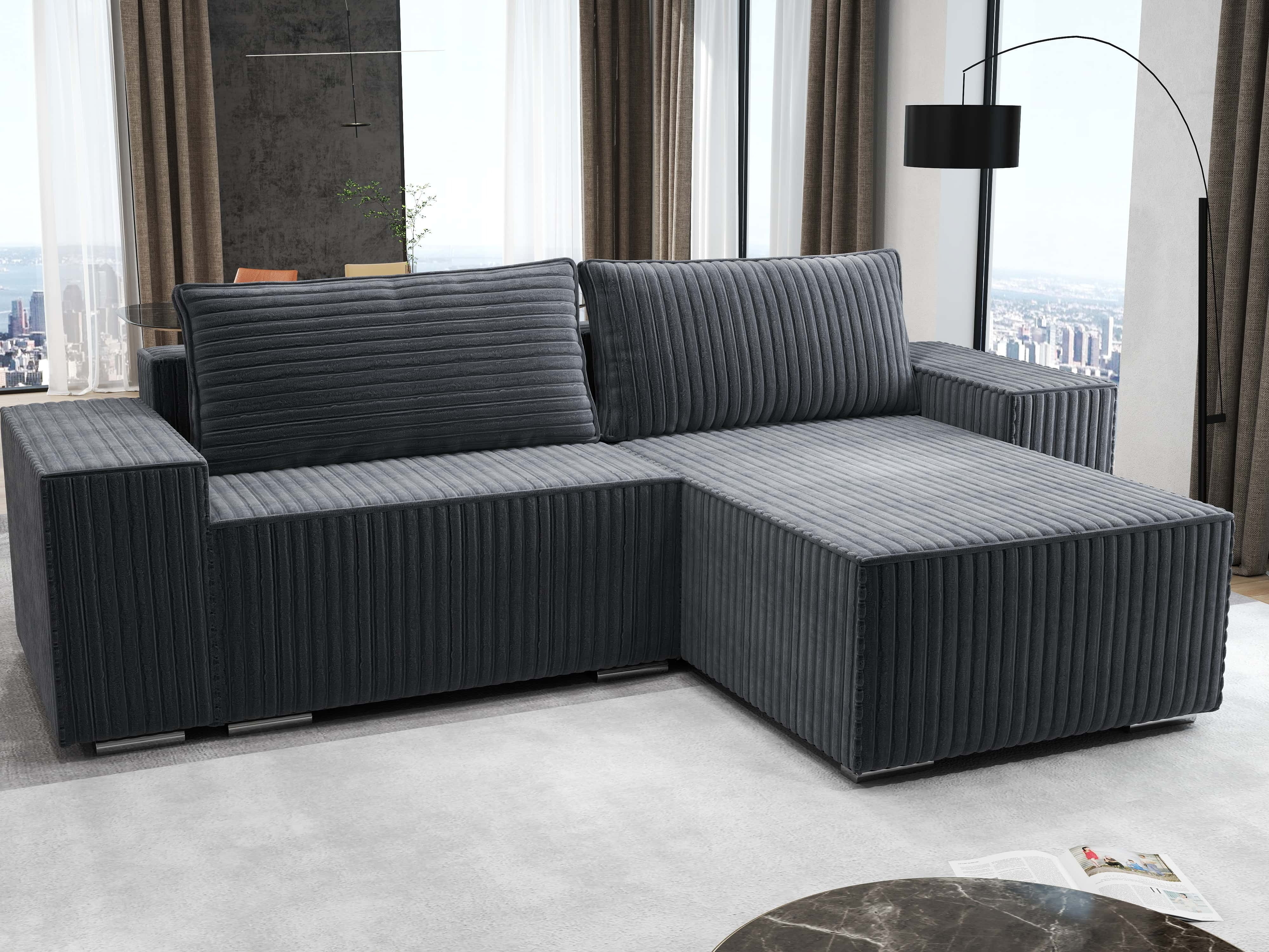 Colțar extensibil dumonde cu ladă de depozitare si sezut confortabil din spuma HR, Dream Ambience Gri 290x185 cm II Fabrica