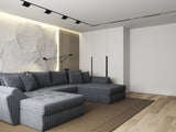 Colțar extensibil dumonde cu ladă de depozitare si sezut confortabil din spuma HR, Loana U Gri Ambience 355x185 cm Fabrica