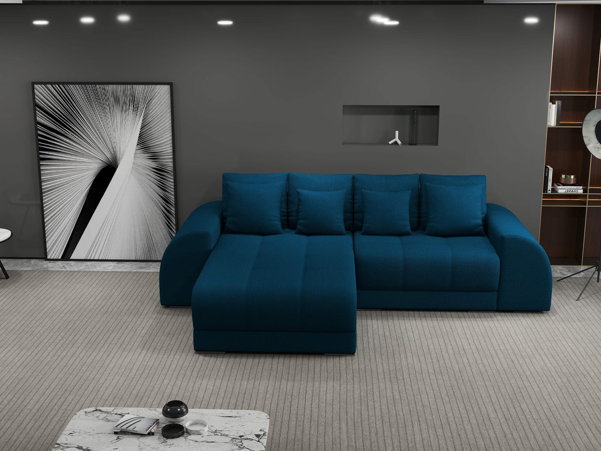Colțar extensibil dumonde cu ladă de depozitare si sezut confortabil din spuma HR, Verona Enjoy Verde Petrol 290x185 cm Fabrica