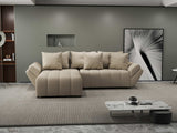 Colțar extensibil dumonde cu ladă de depozitare si sezut confortabil din spuma HR, Berlin Enjoy Beige 280x185 cm Fabrica