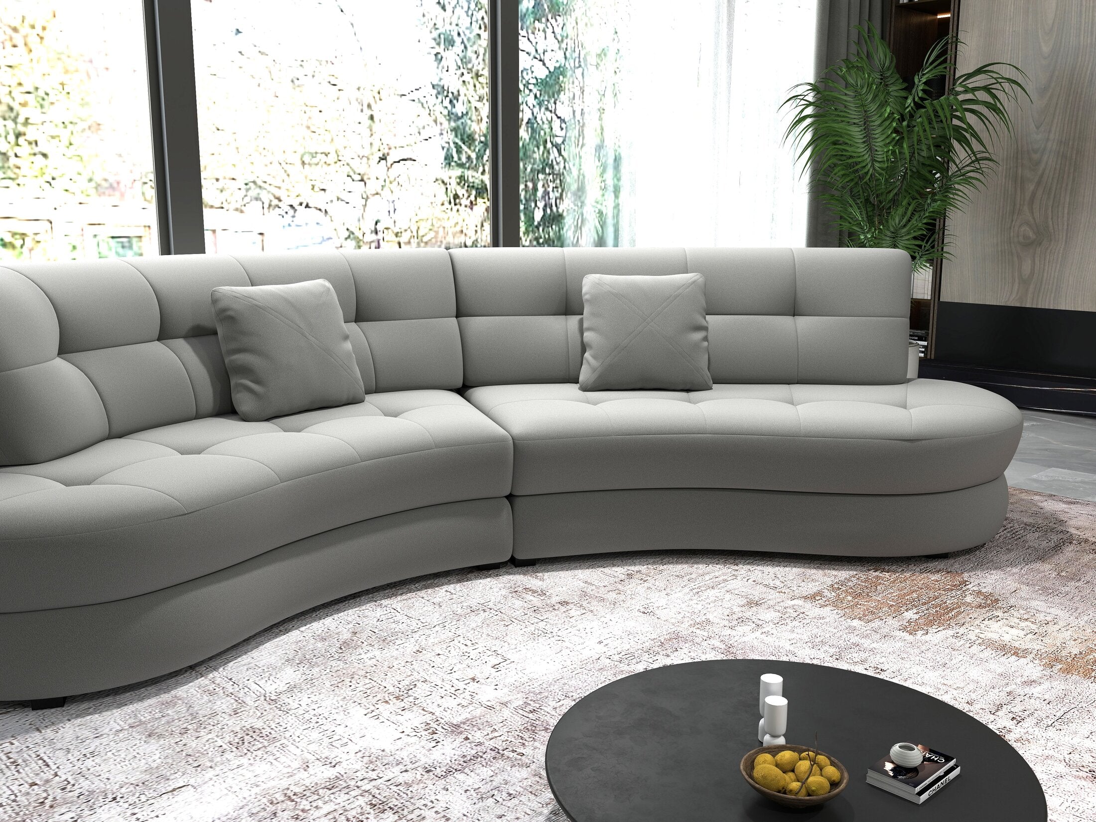 Canapea semirotunda dumonde cu șezut confortabil din spumă HR, Roma  Royal Gri 300x160 cm