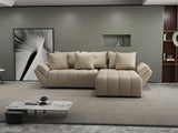 Colțar extensibil dumonde cu ladă de depozitare si sezut confortabil din spuma HR, Berlin Enjoy Beige 280x185 cm II Fabrica