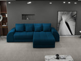 Colțar extensibil dumonde cu ladă de depozitare si sezut confortabil din spuma HR, Verona Enjoy Verde Petrol II 290x185 cm Fabrica