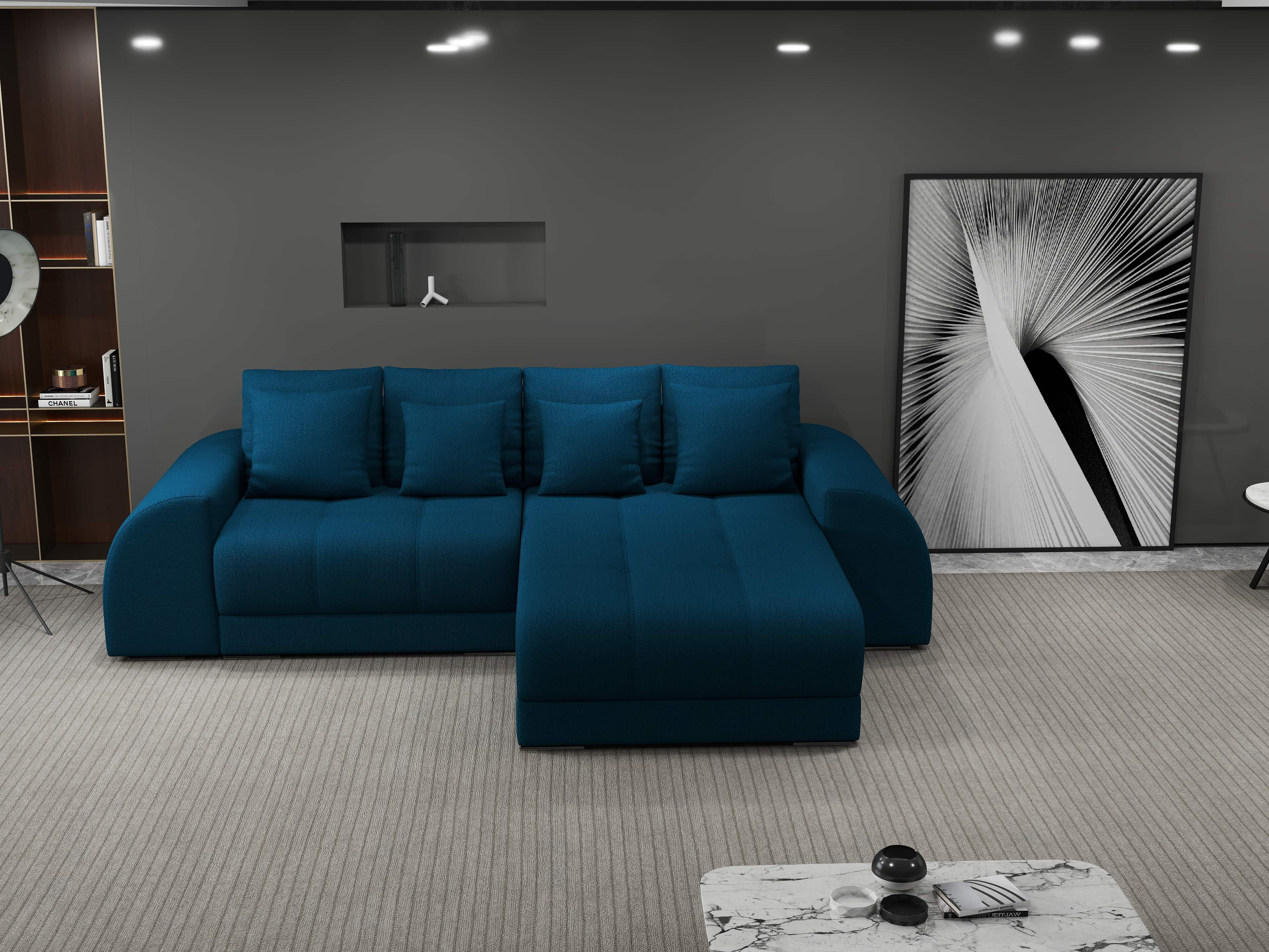 Colțar extensibil dumonde cu ladă de depozitare si sezut confortabil din spuma HR, Verona Enjoy Verde Petrol II 290x185 cm Fabrica
