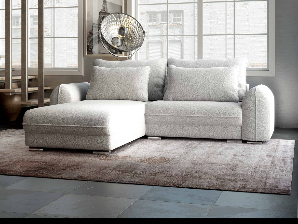 Colțar extensibil dumonde cu ladă de depozitare si sezut confortabil din spuma HR, Denver Euphoria Gri 275x185 cm Fabrica