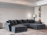 Colțar extensibil dumonde cu ladă de depozitare si sezut confortabil din spuma HR, Loana U Gray Euphoria 355x185 cm Fabrica