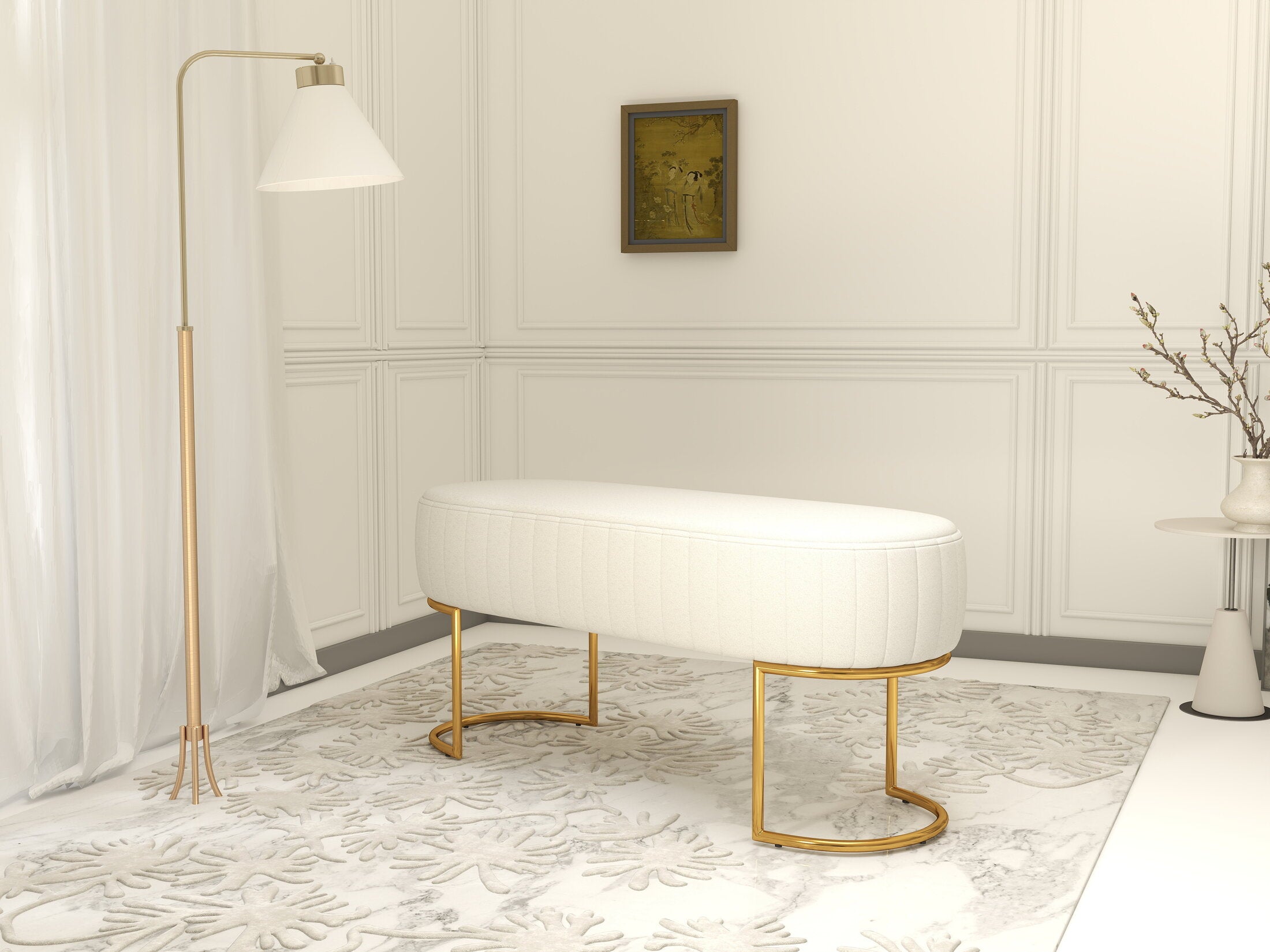 Fotoliu dumonde tapitat Bej modern Aurelio 100x43cm