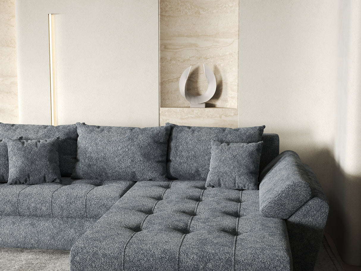 Colțar extensibil dumonde cu ladă de depozitare si sezut confortabil din spuma HR, Loana Euphoria Graphit II 275x185 cm Fabrica