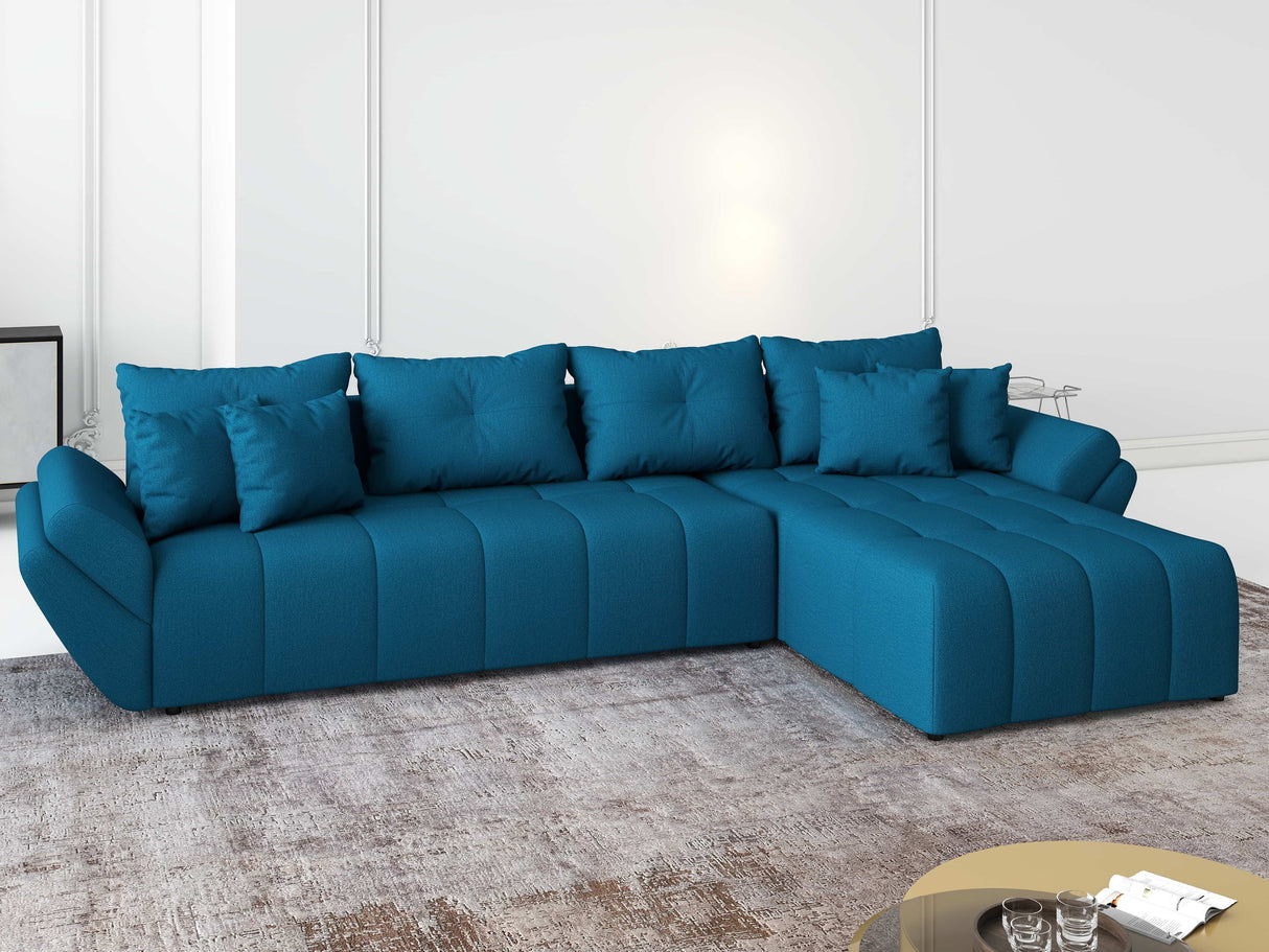 Colțar extensibil dumonde cu ladă de depozitare si sezut confortabil din spuma HR, Berlin XL Enjoy Verde Petrol 350x185 cm II Fabrica